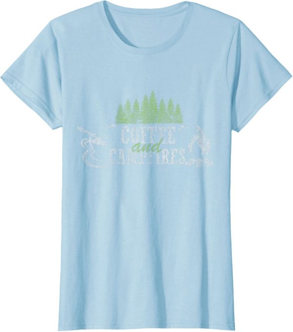 Coffee And Campfires Funny Camping Distressed T-shirt T-shirt