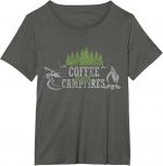 Coffee And Campfires Funny Camping Distressed T-shirt T-shirt